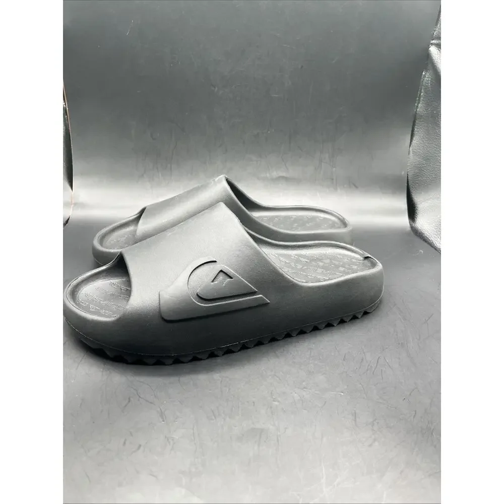 QUIKSILVER Men Sz 12 Slides Flip Flops Sandals Shoes Black